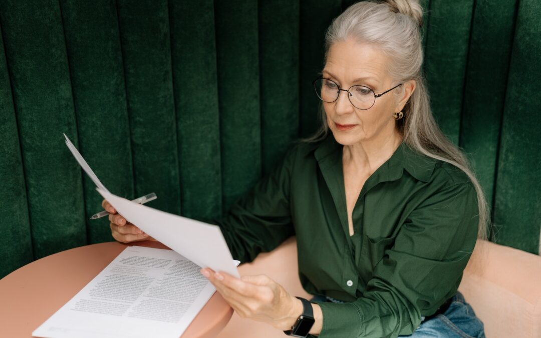Woman reviewing documents for estate planning