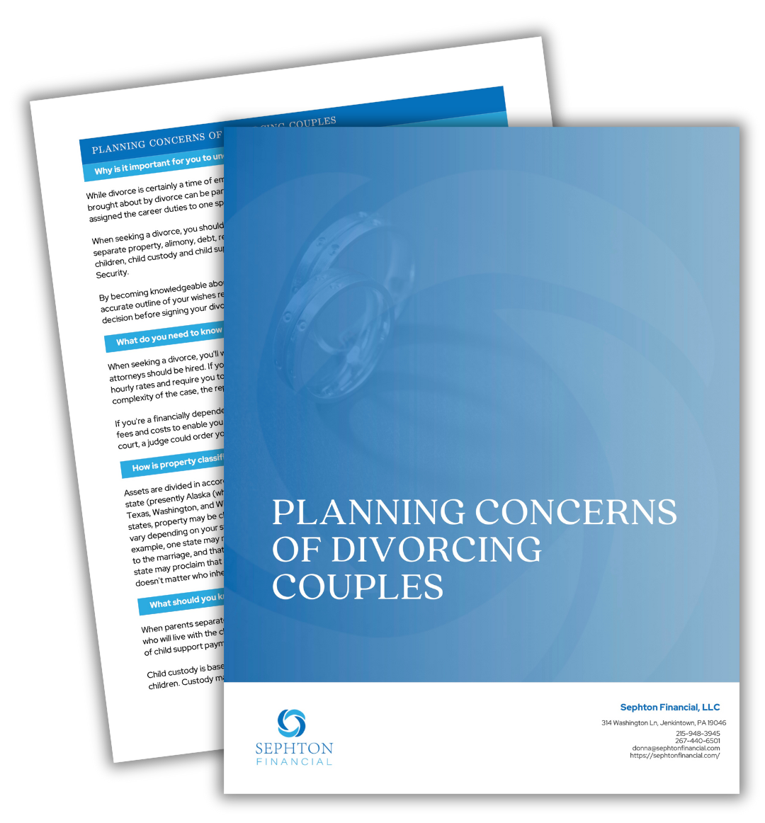 planning concerns for divorcing couples guide by Sephton Financial